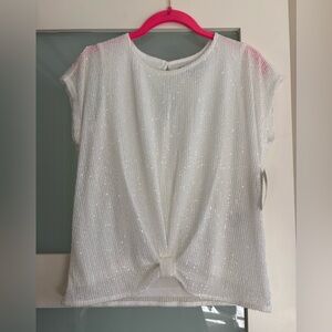INC International Concepts White and Pink Sequin Blouse Sz S NWT